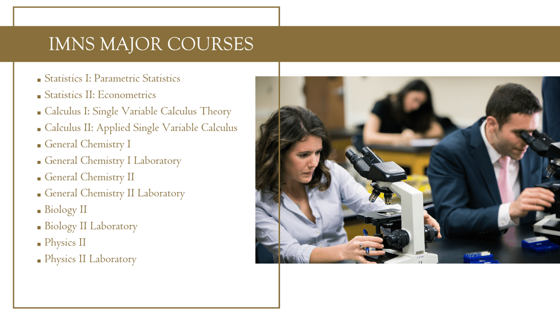 Integrated Math & Natural Sciences major courses