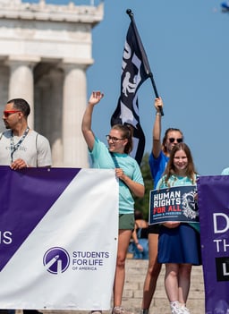 Rebecca and other pro-life students outside SCOTUS